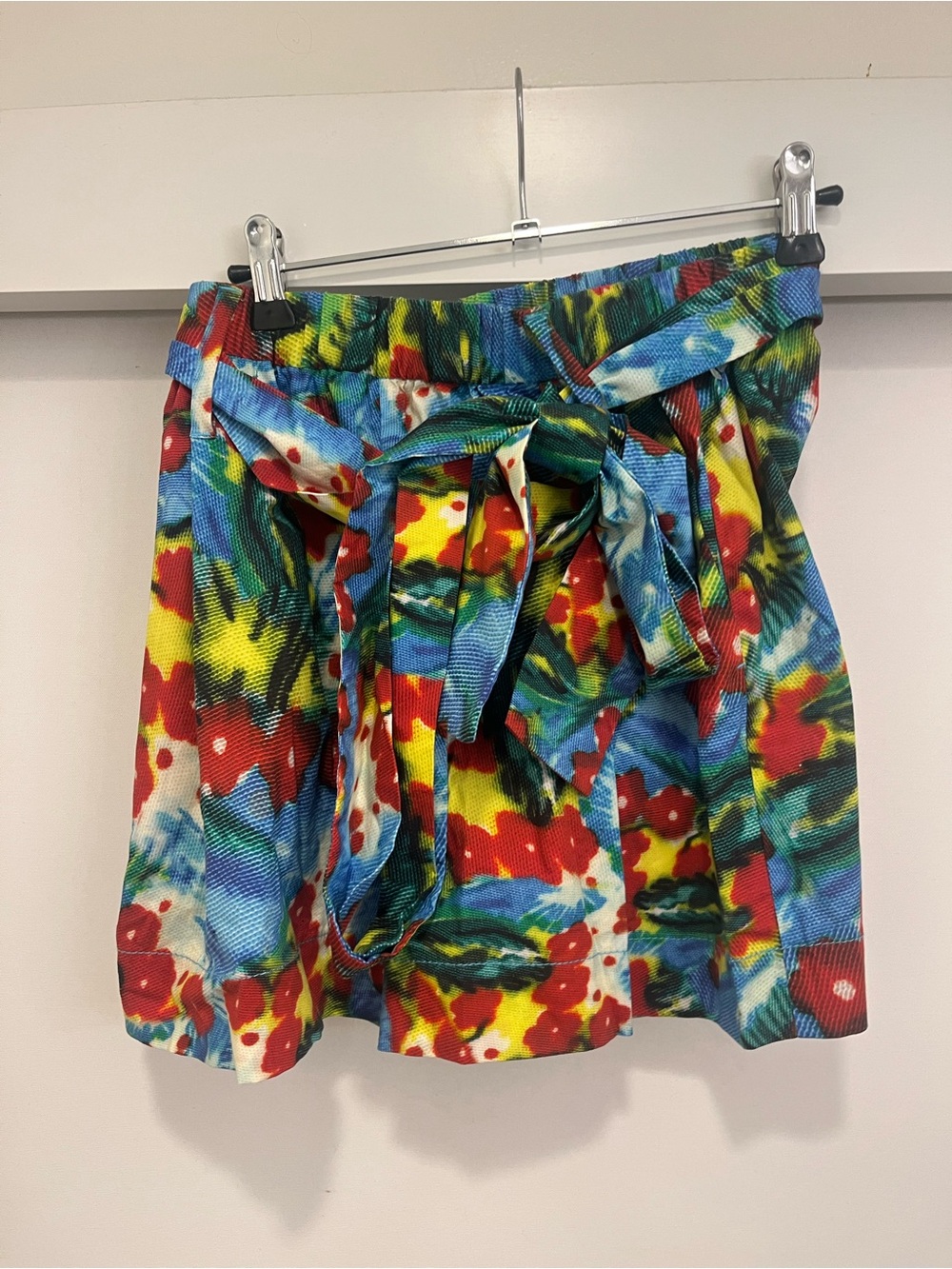 STAUD Multicolor Floral High-Waist Tie Shorts size 2